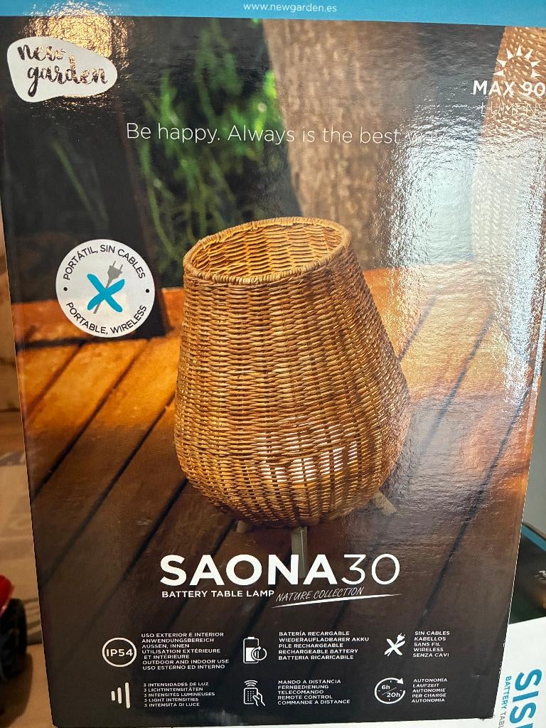 Tafellamp SAONA 30cm, Huis en Inrichting, Lampen | Tafellampen, Ophalen of Verzenden, Nieuw