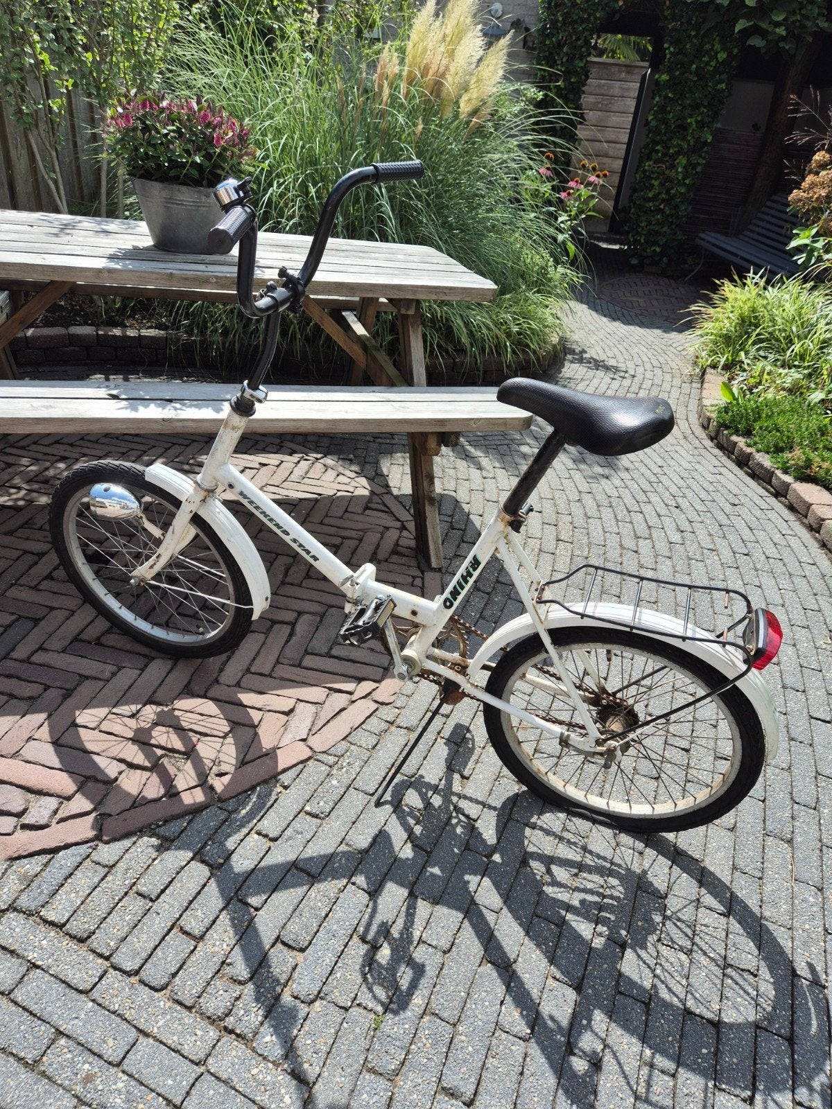 vouwfiets wit, Ophalen, Terugtraprem, Gebruikt, 18 tot 20 inch