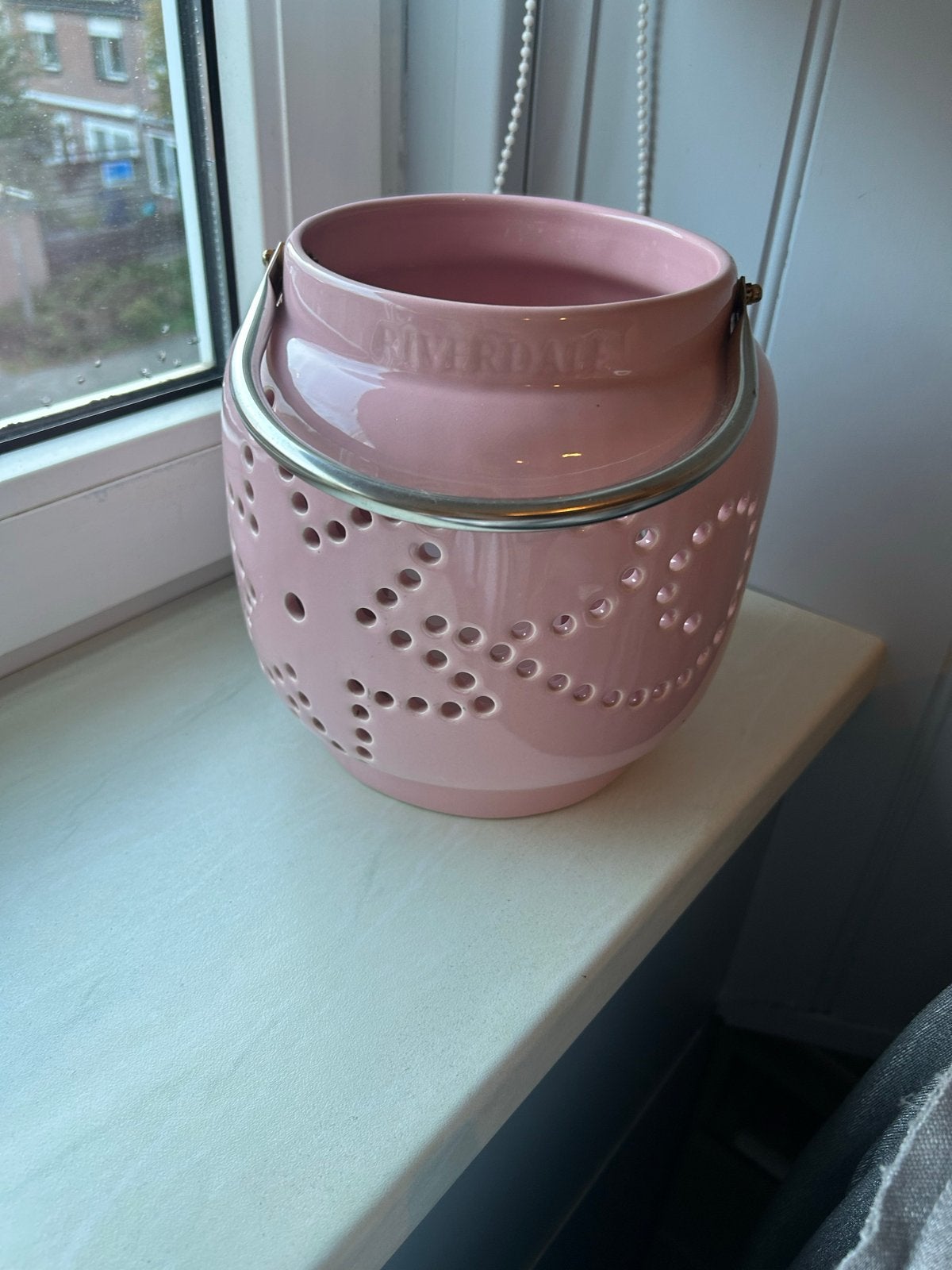 Riverdale windlicht roze, Ophalen of Verzenden, Zo goed als nieuw, Roze, Steen/keramiek