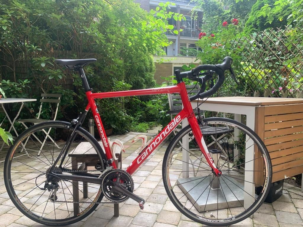 Rode Cannondale Six Shimano 105 Met powermeter, Gebruikt, Aluminium, 57 tot 61 cm, Meer dan 20 versnellingen