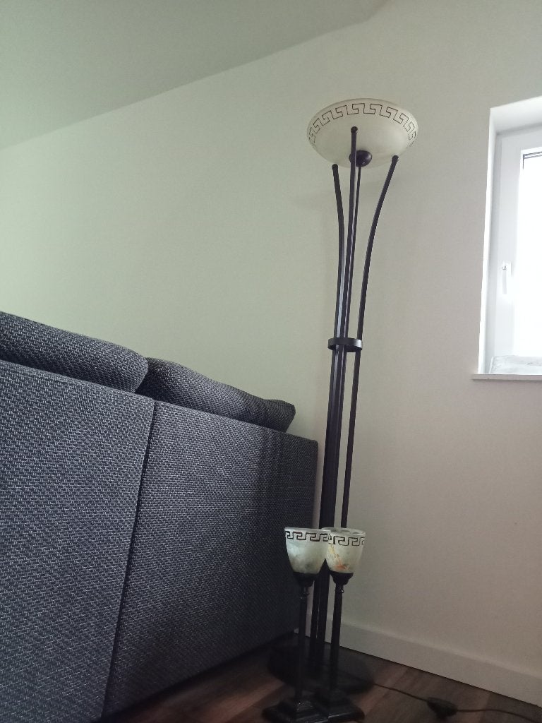 Lampenset staande lamp tafellampjes/ nachlampjes, Ophalen, Gebruikt, Glas, 150 tot 200 cm