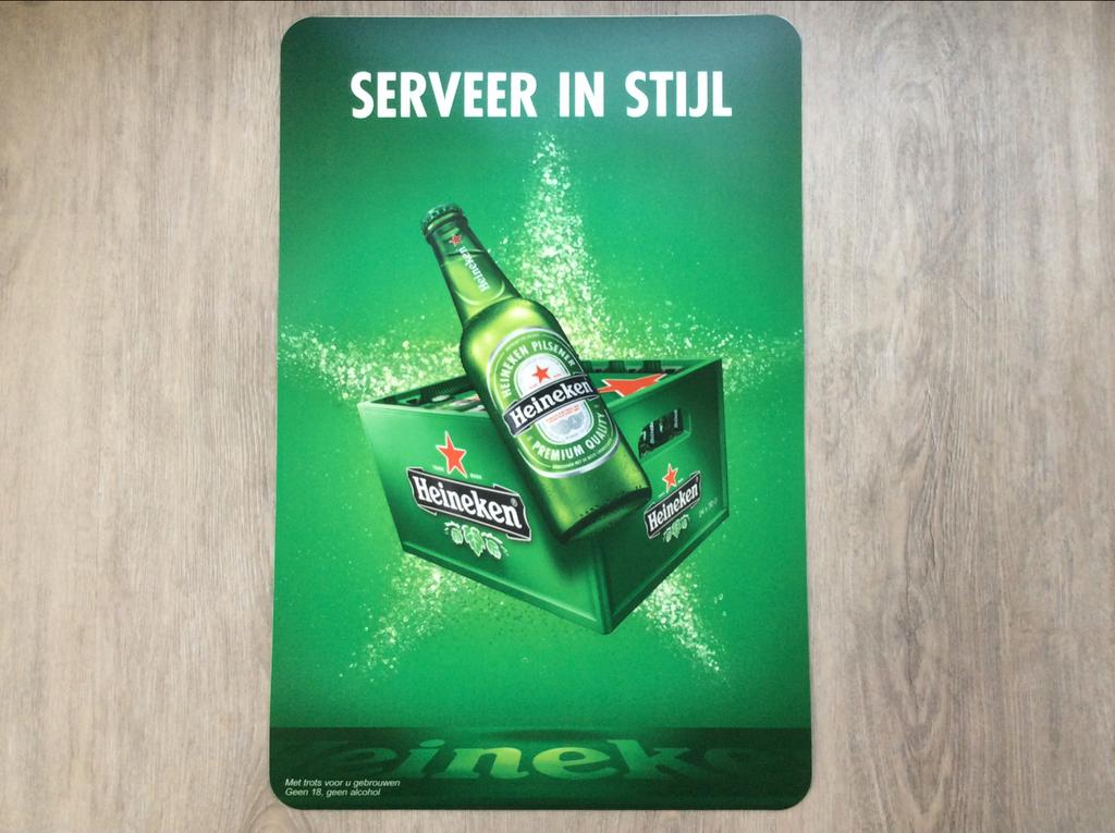 Heineken muur/vloersticker 40x60 cm voor huisbar/mancave, Ophalen of Verzenden, Nieuw, Reclamebord