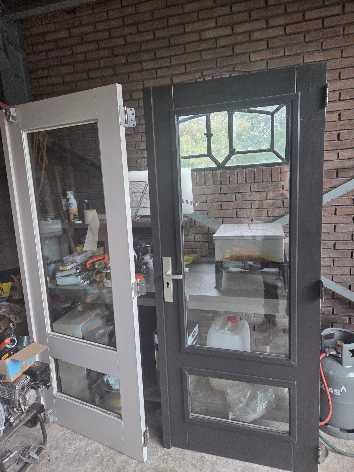 gebruikte hardhouten tuindeuren., Doe-het-zelf en Verbouw, Ophalen, Gebruikt, 80 tot 100 cm, 200 tot 215 cm