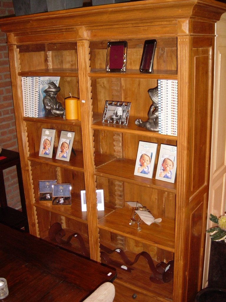 Boekenkast 4 lades onderin - teakhouten open kast Flamant, Ophalen, 100 tot 150 cm, Wilms, 200 cm of meer