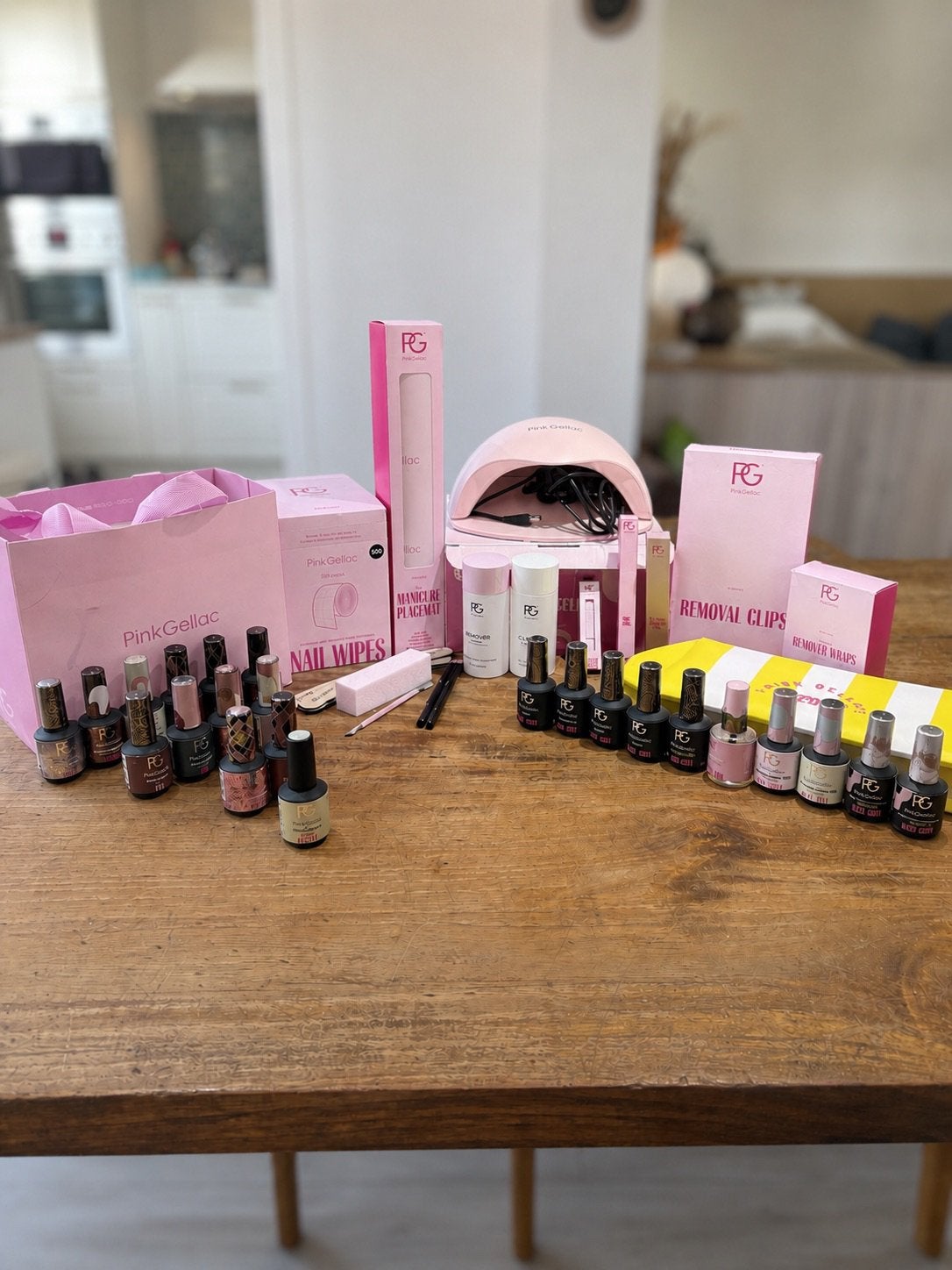 Zeer grote pink gellac startersset met veel extras, Ophalen of Verzenden, Nieuw, Overige kleuren, Handen en Nagels