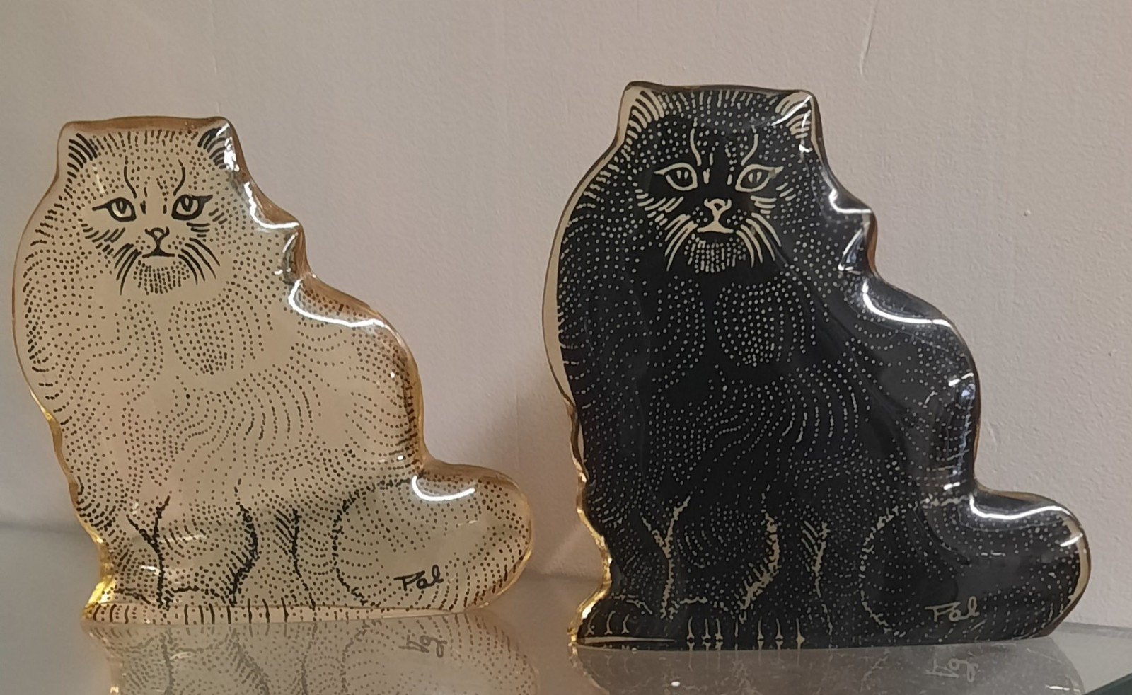 Abraham Palatnik katten, set van 2 originele lucite werken, Antiek en Kunst, Kunst | Designobjecten, Ophalen, Overige materialen