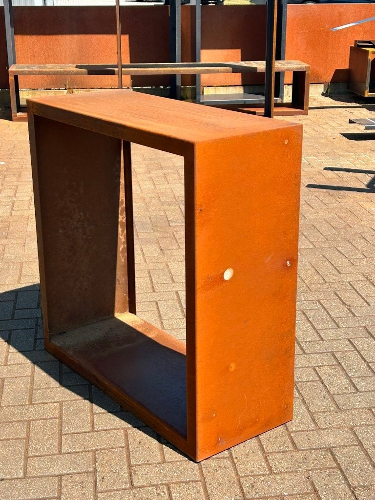 Houtopslag Cortenstaal 100x41x100cm 3mm, Tuin en Terras, Haardhout, Minder dan 3 m³, Ophalen