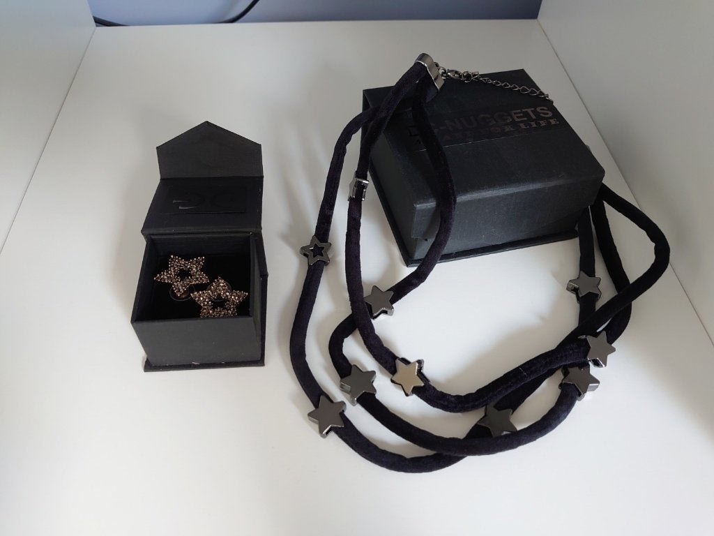 Oorbellen en ketting DC-Nuggets, Ophalen of Verzenden, Nieuw, Zwart, Overige materialen