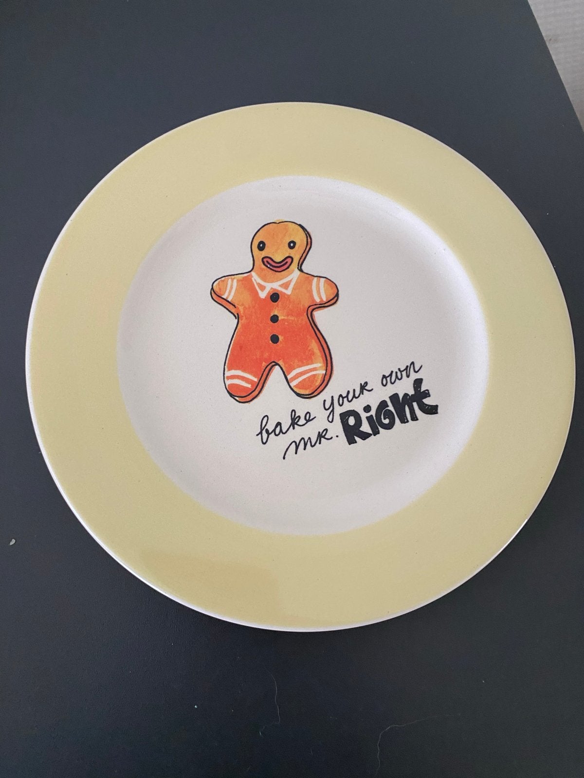 Blond Amsterdam gebaksbordbordje bake your own mr. Right', Keramiek, Ophalen of Verzenden, Zo goed als nieuw, Bord(en)