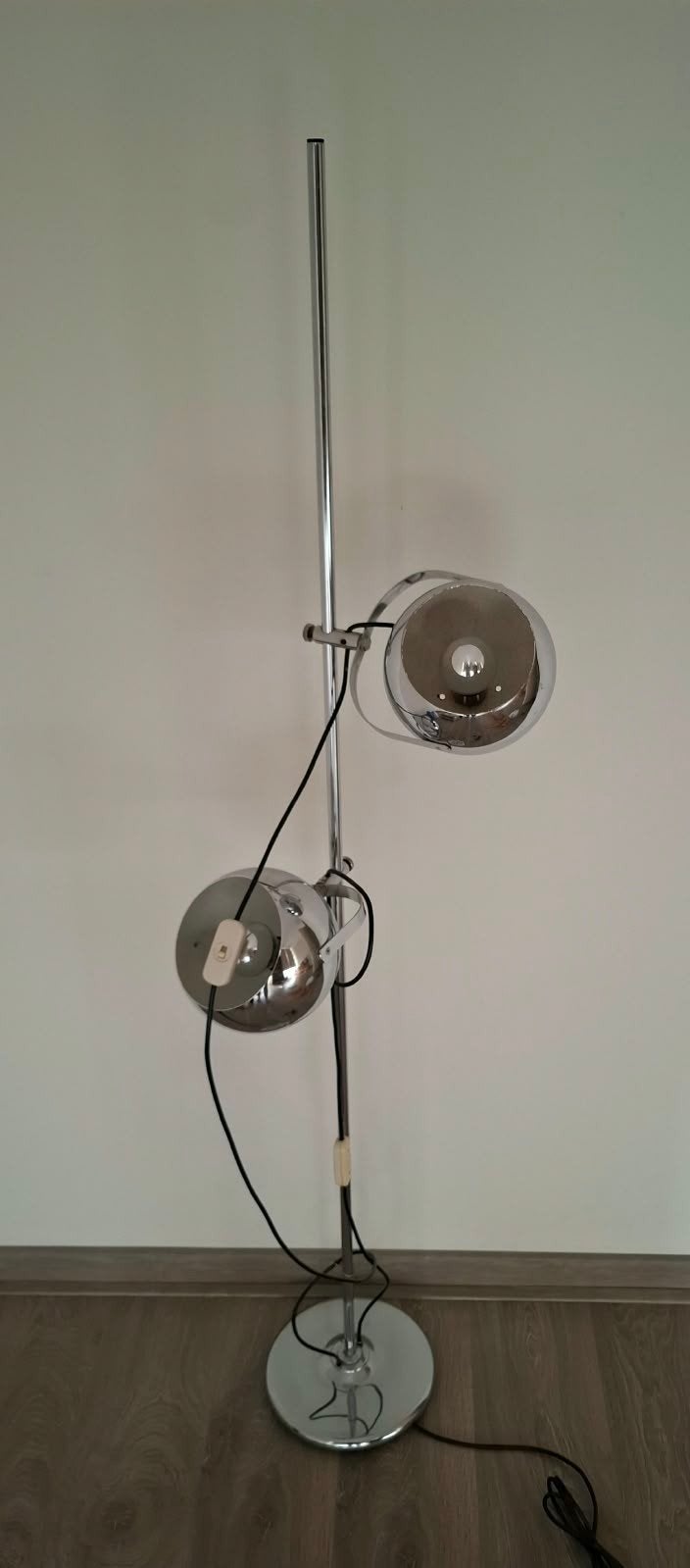 Vintage jaren 70 Herda chromen bollen vloerlamp, Ophalen of Verzenden, 150 tot 200 cm