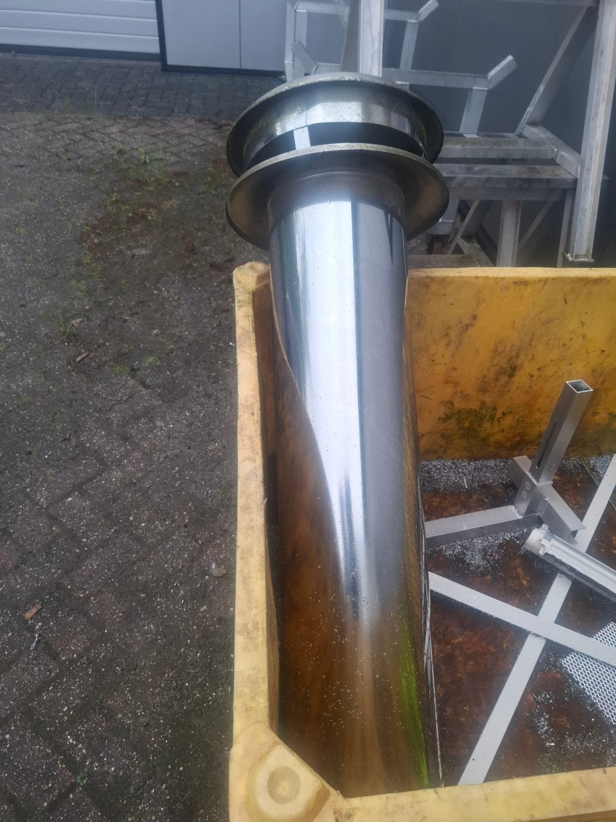 Rvs Dubbelwandig 2x1 meter Trekkap regenkraag klembanden, Ophalen, Rvs, 80 mm of meer, Overige typen