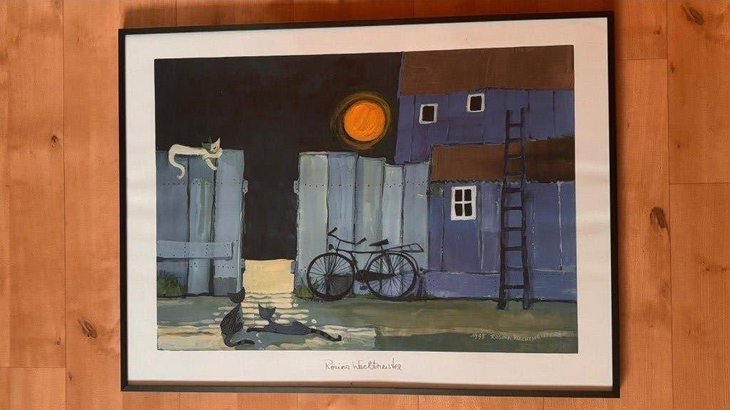 Poster Rosina Wachtmeister - Katten en Fiets (60x80 cm), Ophalen, 50 – 75, Gebruikt, Foto of Poster