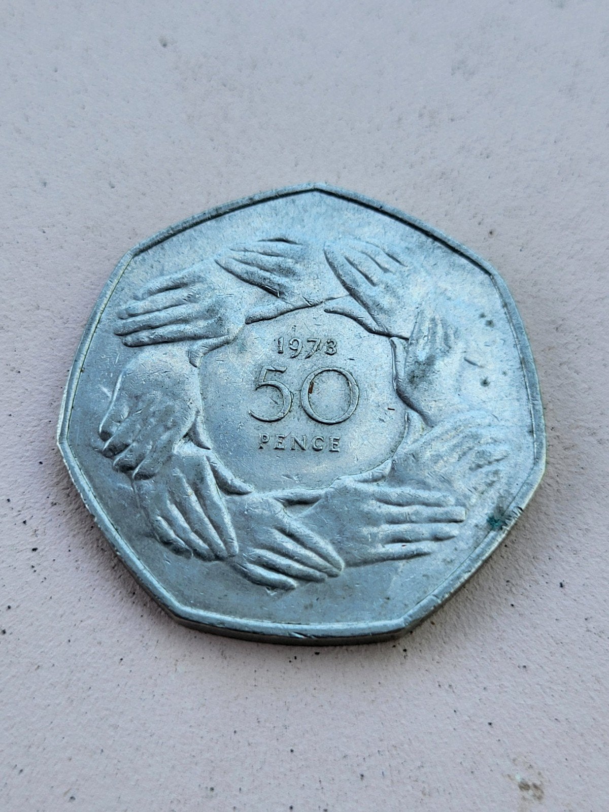Munt Engeland 50 Pence 1973 toetreding tot de EU, Ophalen of Verzenden