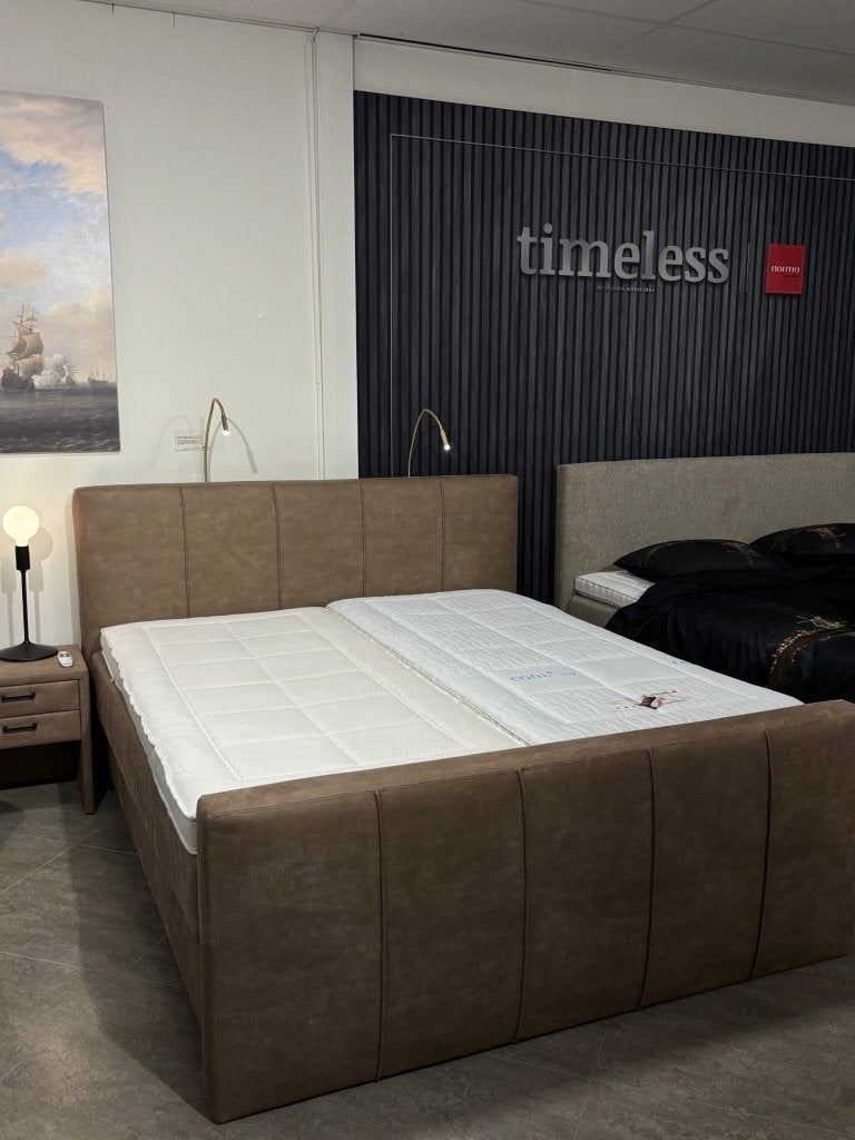 Norma Timeless Boxspring Rush – 180x200 | Showmodel, Ophalen, Bruin, 180 cm, 200 cm