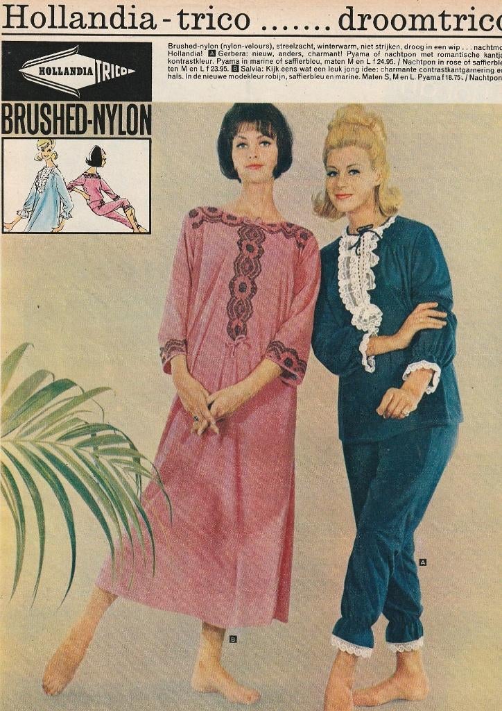Retro reclame 1963 Hollandia velours dames nachtkleding, Verzamelen, Retro, Verzenden, Overige typen