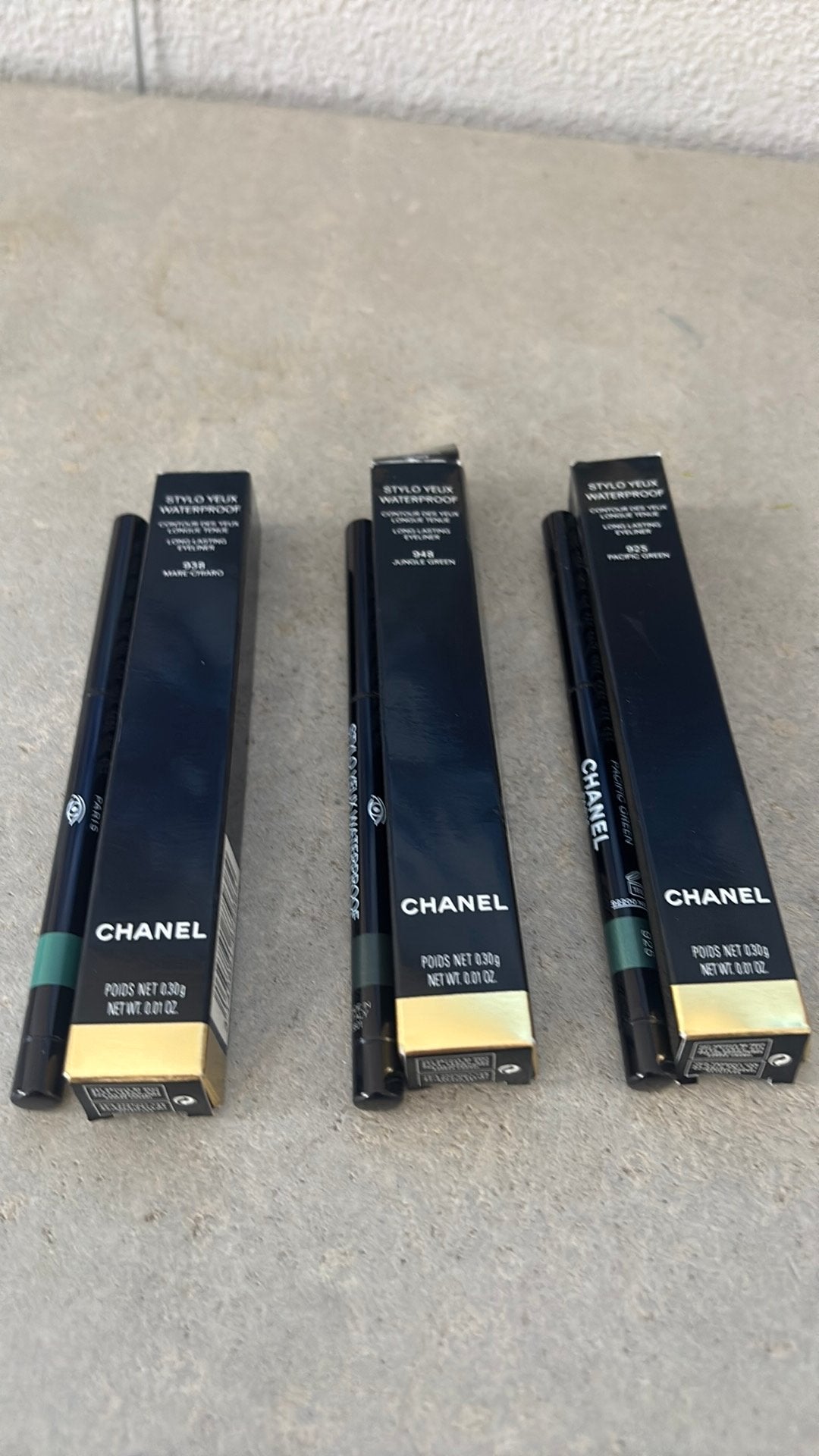 Chanel Stylo Yeux groen 3 kleuren oogpotlood waterproof, Ogen, Ophalen of Verzenden, Zo goed als nieuw, Make-up