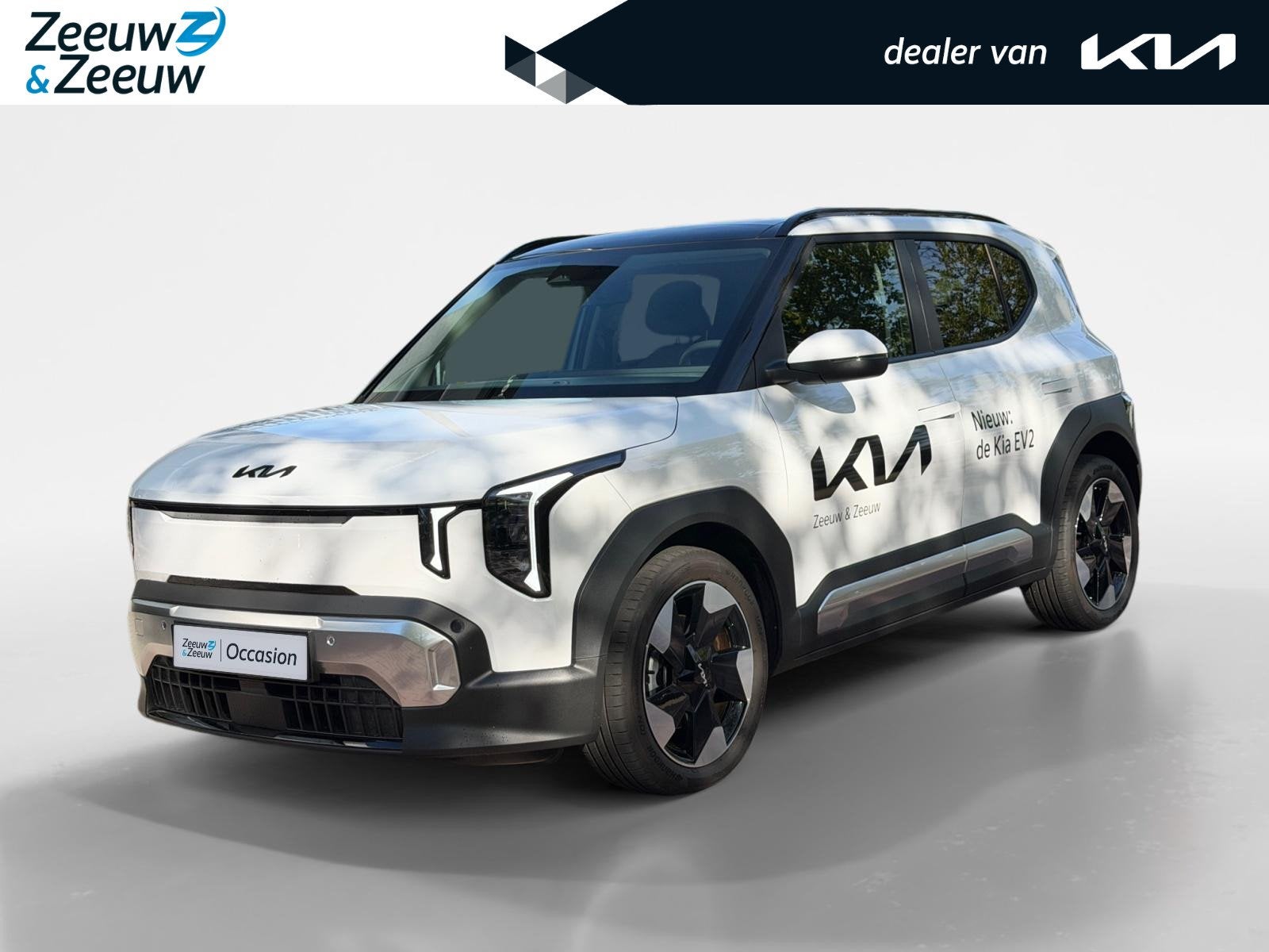 Kia EV2 Plus Advanced 42.2 kWh STOEL & STUURVERWARMING | PAN, Auto's, 12 maanden, Stof, Wit, Te koop