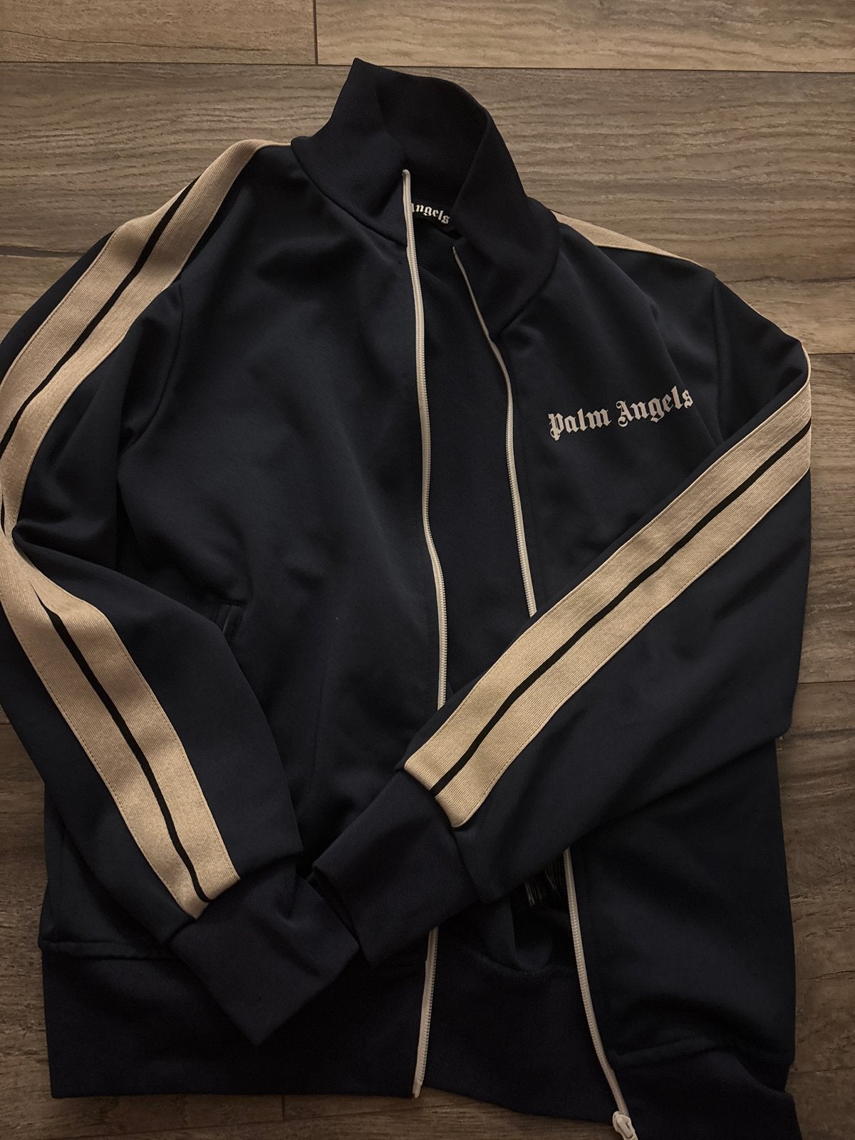 Palm Angels Track Jacket - Donkerblauw met beige strepen, Kleding | Heren, Ophalen of Verzenden, Nieuw, Blauw
