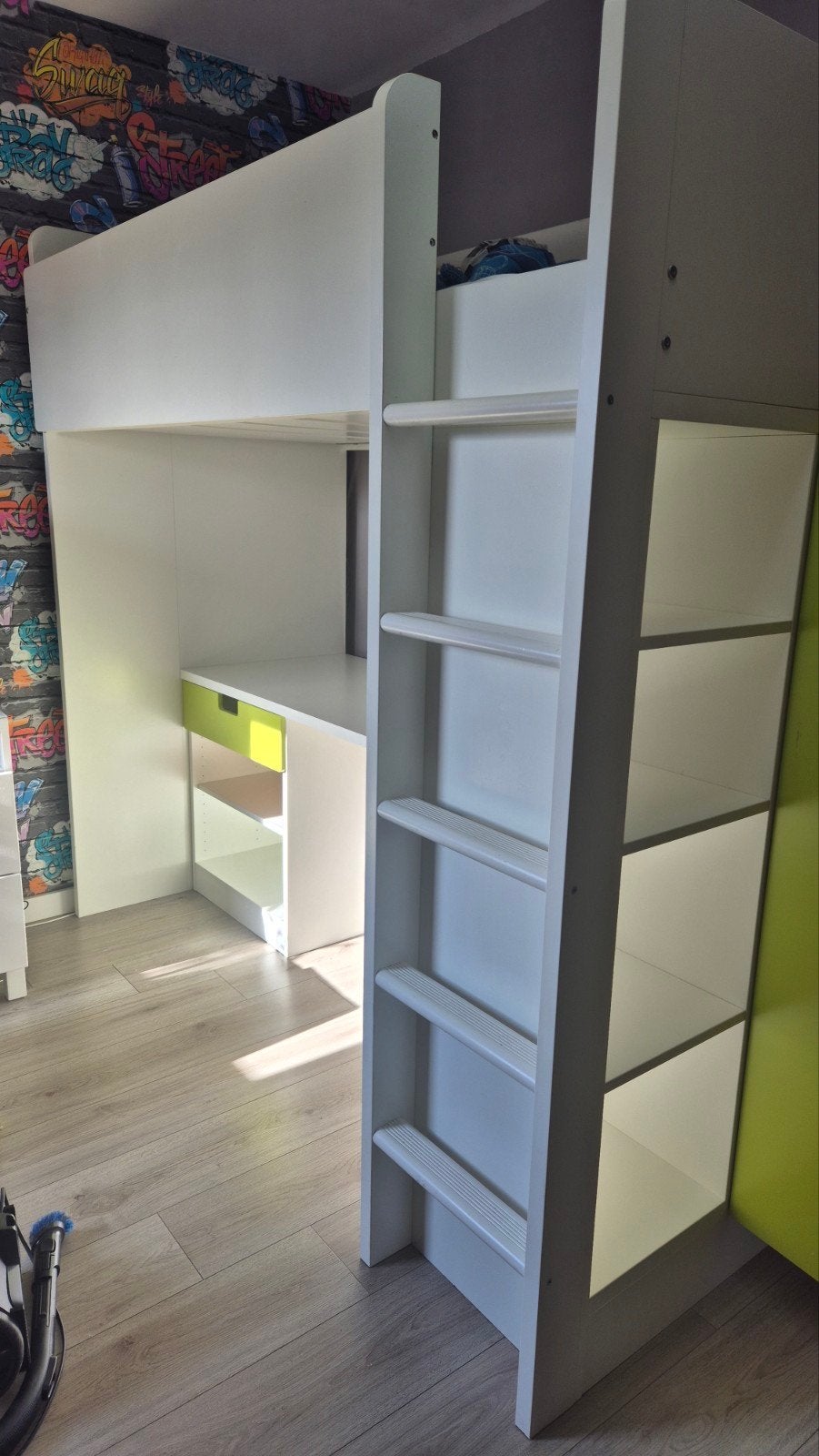 Hoogslaper met bureau en kast - Wit/Groen, Kinderen en Baby's, Kinderkamer | Overige Meubels, Ophalen, Gebruikt, Overige typen