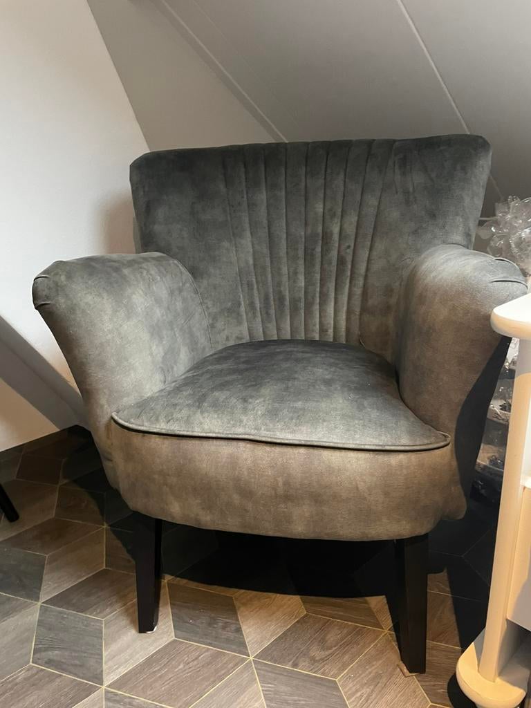 Fauteuils - velours groen, Ophalen, 75 tot 100 cm, Zo goed als nieuw, Stof