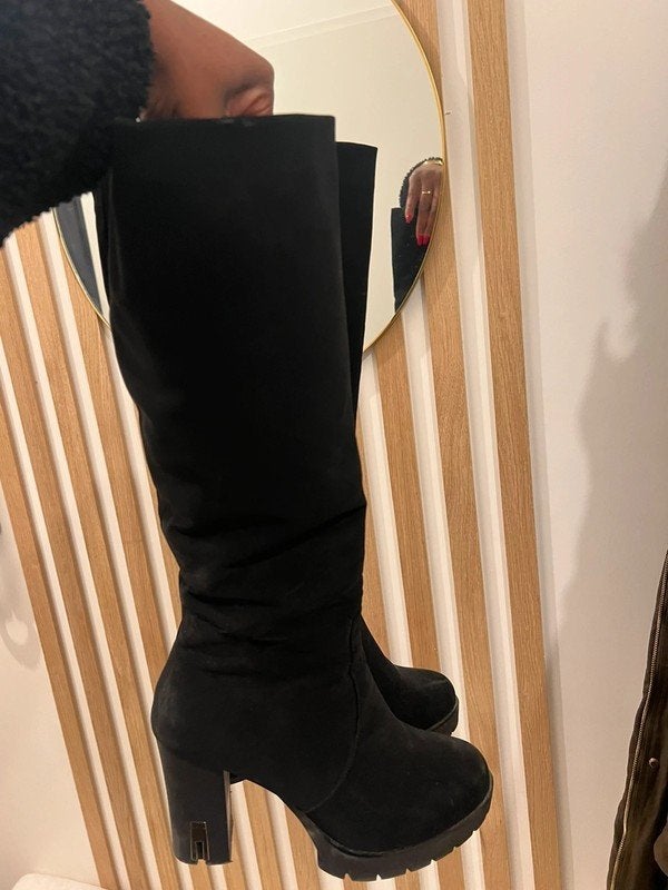 Suede Warme Laarzen, Zwart, maat 40, Hoge laarzen, Verzenden, Zwart, Zo goed als nieuw