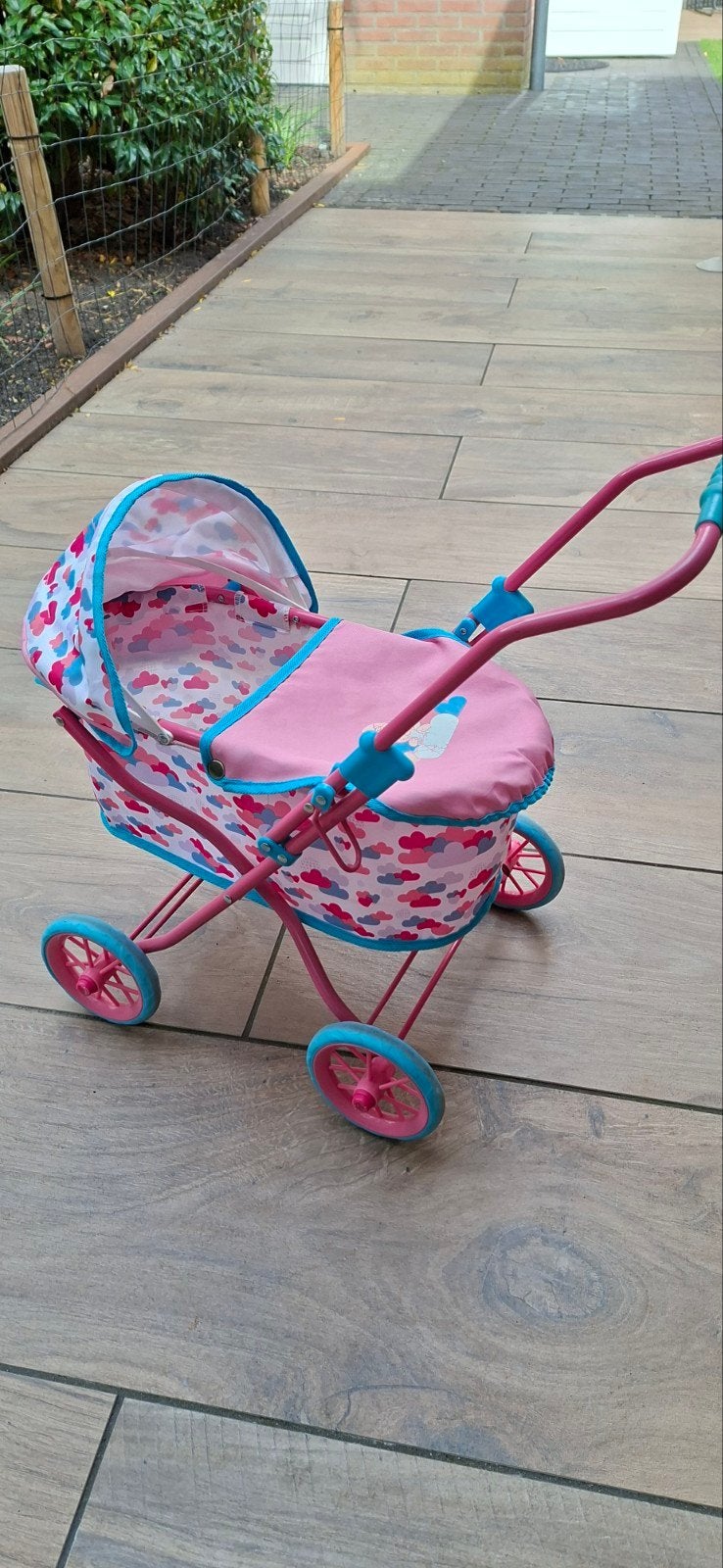 Lichtgewicht poppenwagentje - Roze met wolkjes, Ophalen, Gebruikt, Babypop