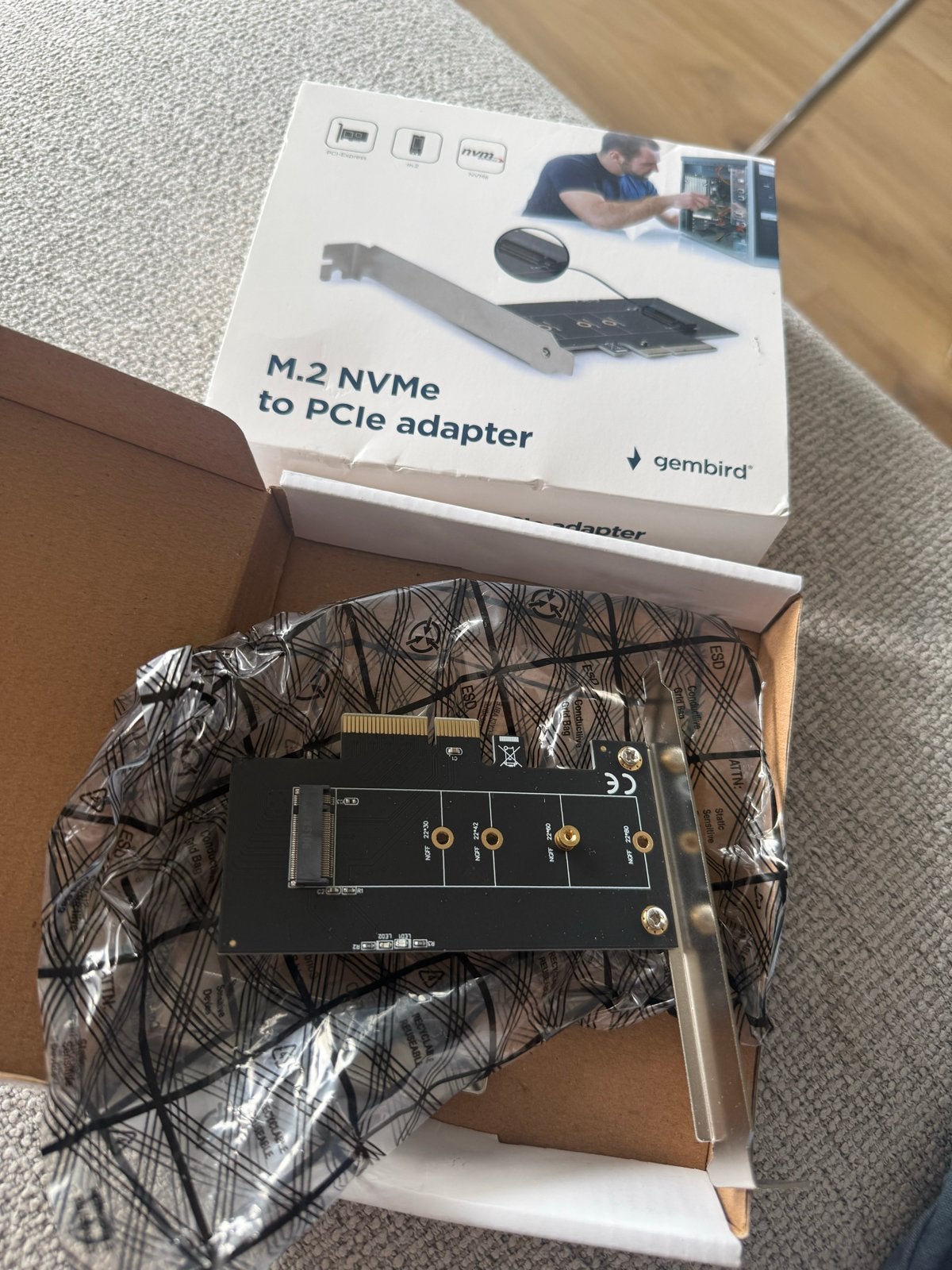 Gembird PCI-e NVMe Adapter - Nieuw in doos, Ophalen of Verzenden, Nieuw