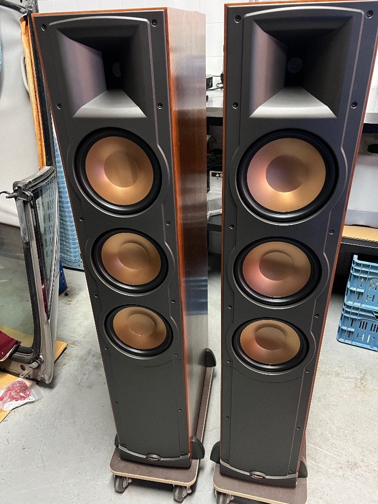 Klipsch RF83 set cherry zeer netjes, Zo goed als nieuw, 120 watt of meer, Front, Rear of Stereo speakers, Ophalen