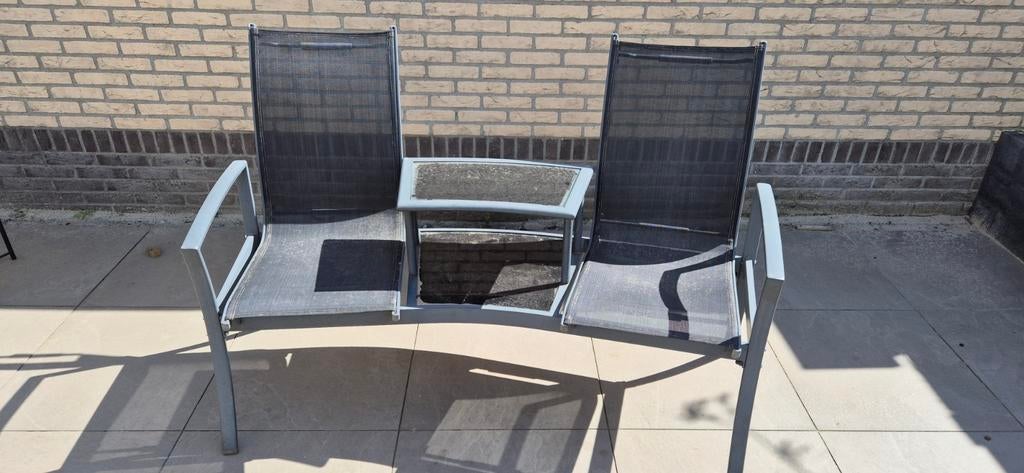 Tuinbank met tafeltje, Tuin en Terras, Tuinsets en Loungesets, Gebruikt, 2 zitplaatsen, Bank, Ophalen