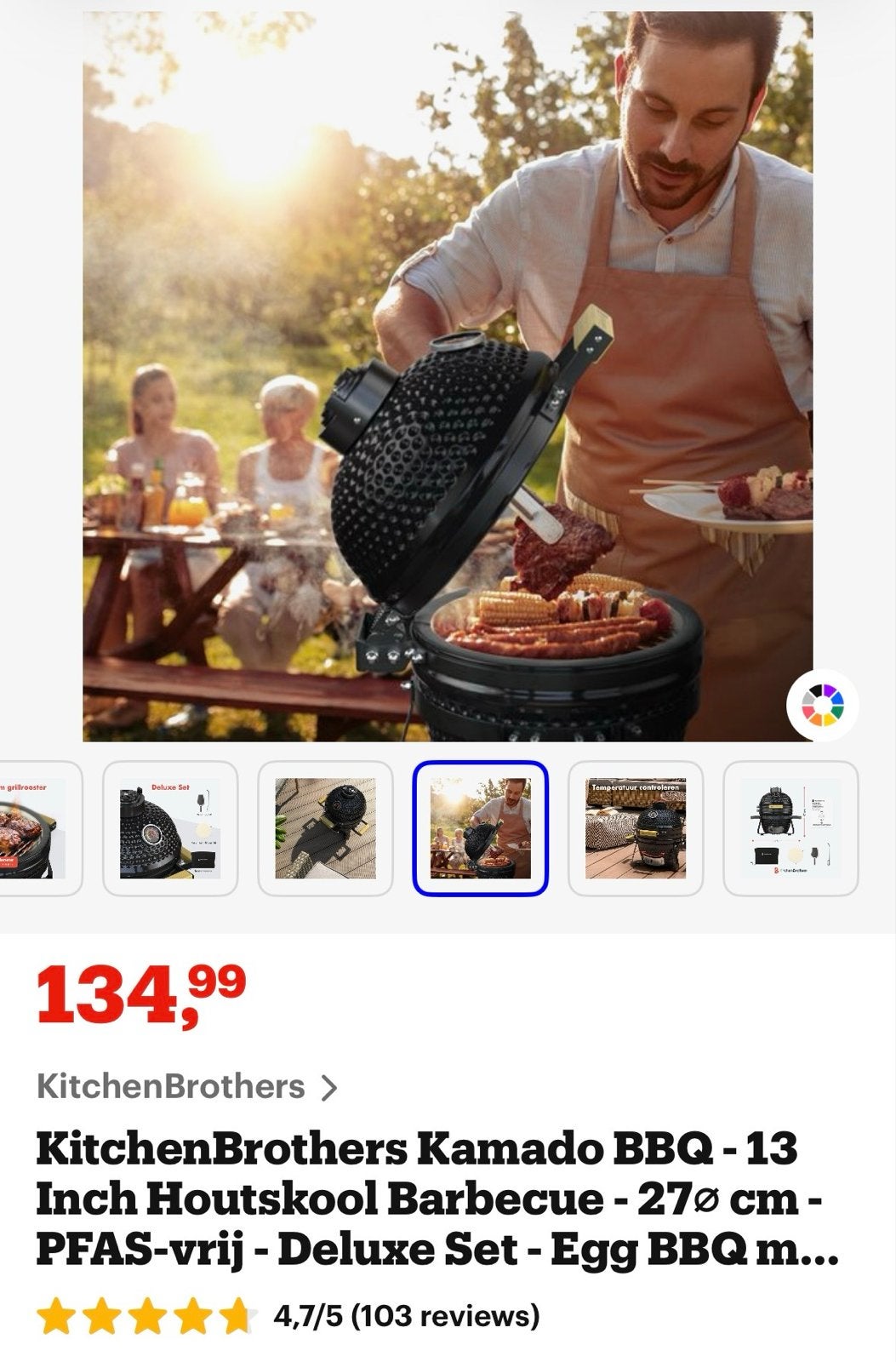 Foto 3 van KitchenBrothers Kamado BBQ - 13 Inch Houtskool Barbecue