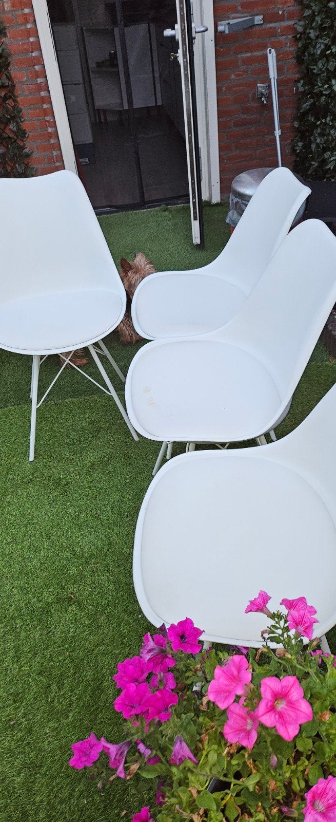 4 witte stoelen van JYSK, Ophalen, Gebruikt