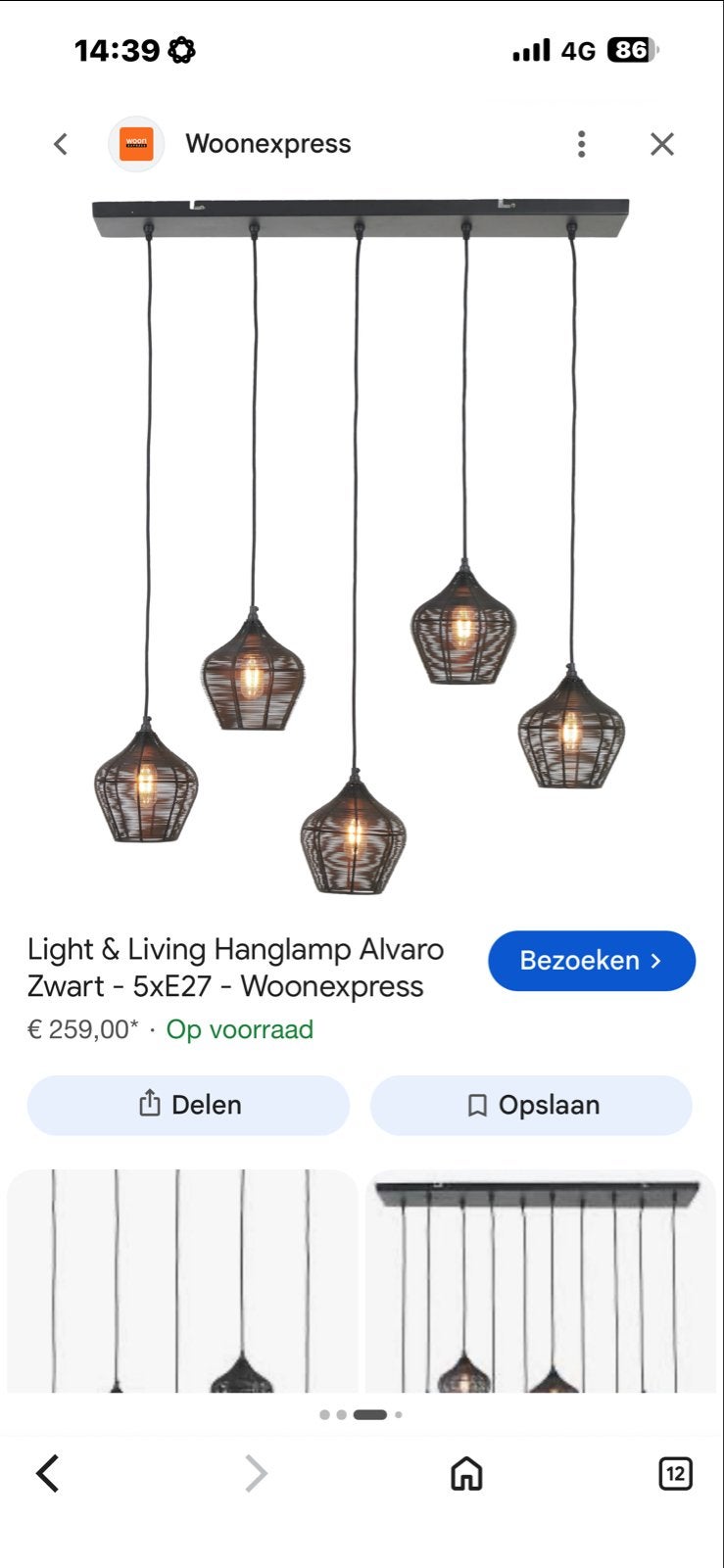 Light & Living Hanglamp Alvaro Zwart - 5xE27