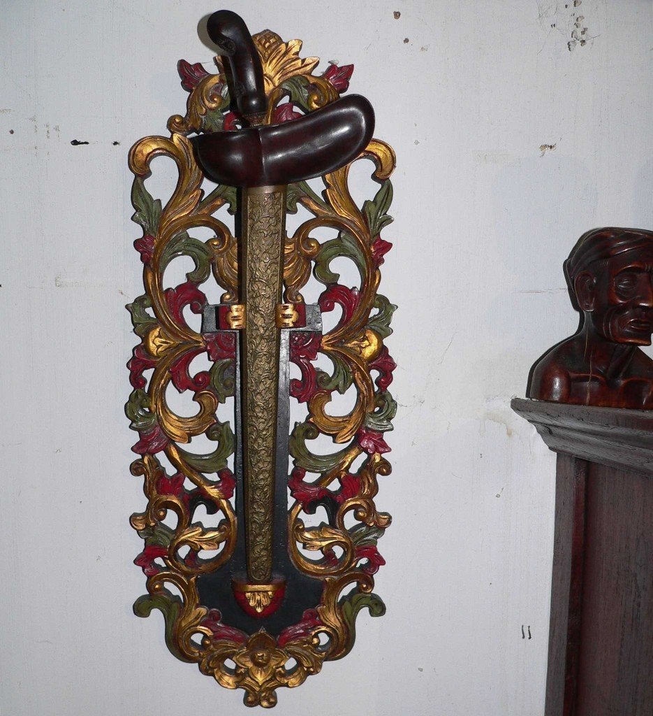 Blawong Keris AA7 Kris houder met kleuren & florale motieven, Ophalen of Verzenden