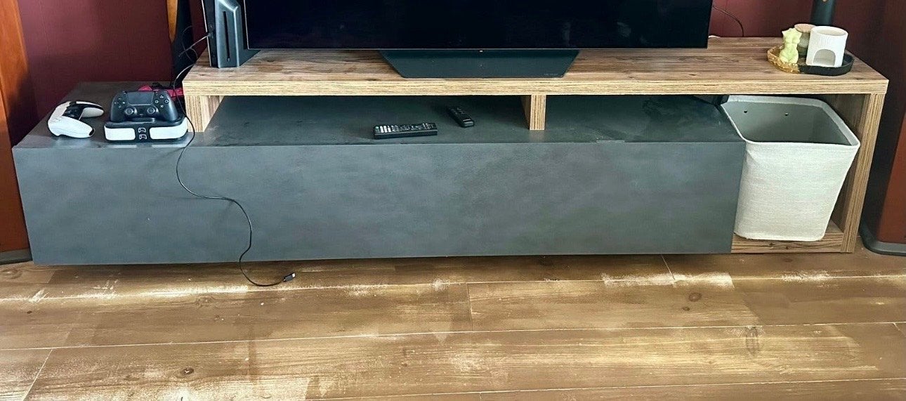 Ruim TV-meubel Bello eikenlook met antraciet front, Ophalen, Gebruikt, 200 cm of meer, Minder dan 100 cm