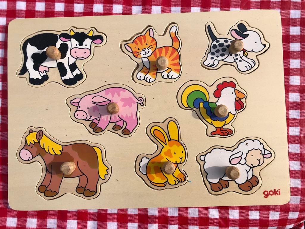 Houten boerderij puzzel met dieren van Goki, Ophalen, Gebruikt, Puzzelen