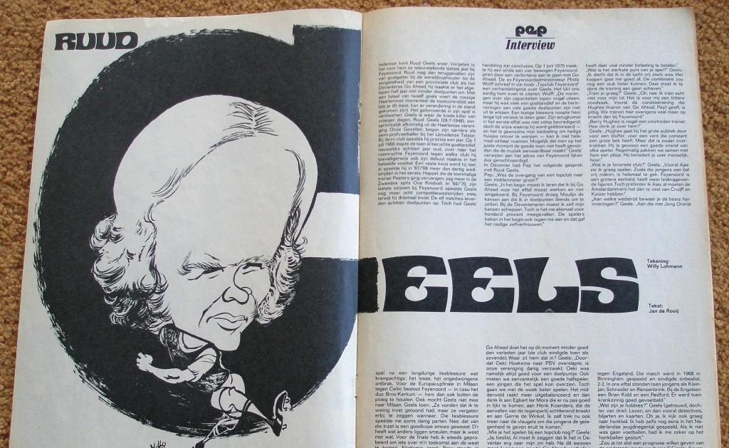 Tijdschrift artikel over Ruud Geels Feyenoord uit 1972, Ophalen of Verzenden, Gebruikt, Feyenoord, Boek of Tijdschrift