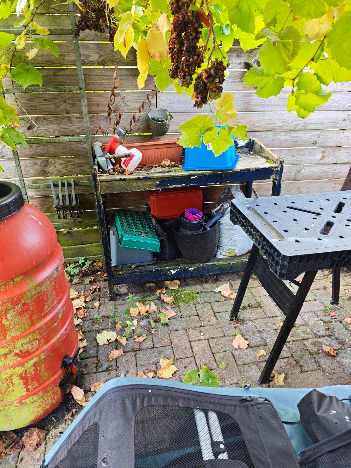 Houten oppottafel - Gebruikt, Tuin en Terras, Ophalen, Gebruikt, Rechthoekig, Hout