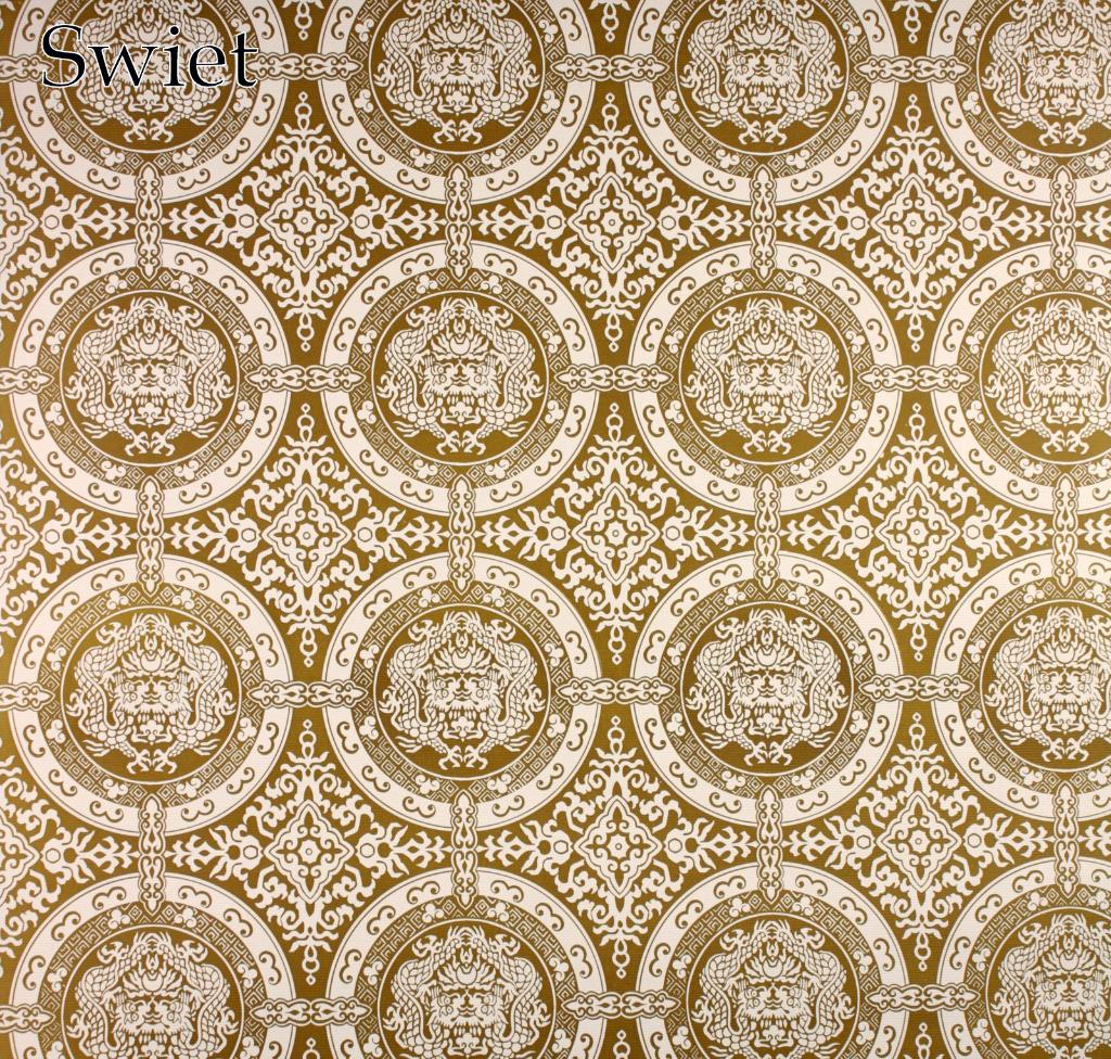 6643 vintage behang oosters groen bruin wit swiet, Verzenden, Minder dan 10 m², Bruin
