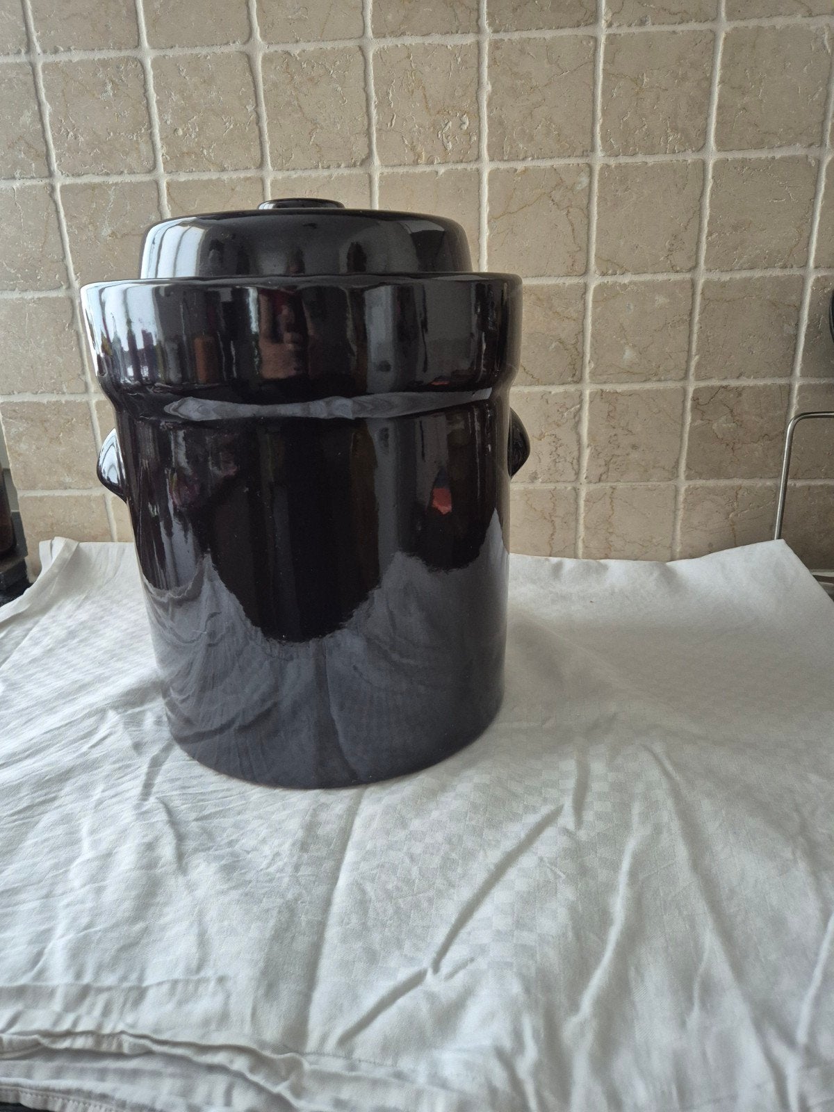 Fermentatiepot/zuurkoolpot met waterslot, Ophalen, Zo goed als nieuw, Bruin