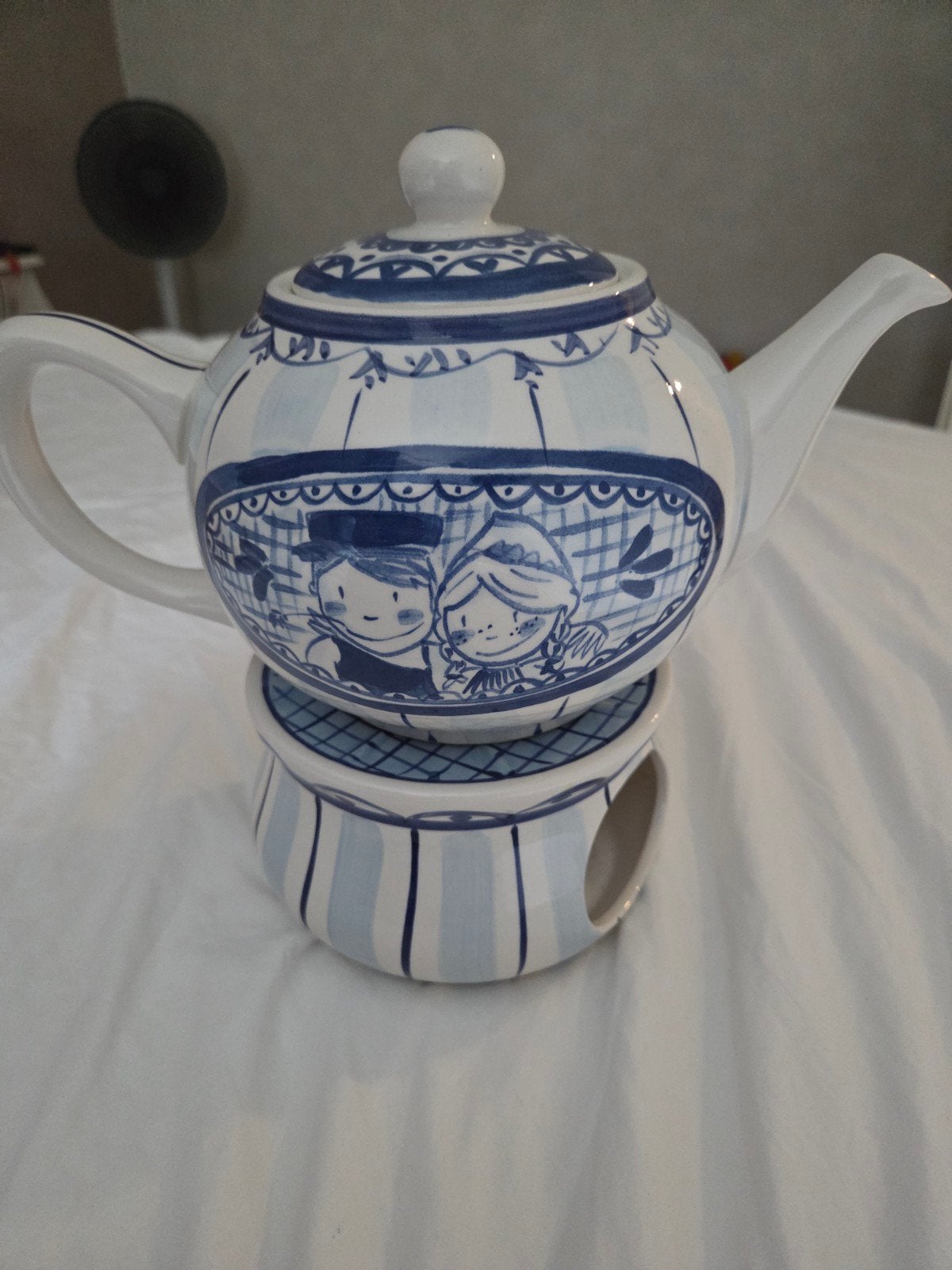 Blond Amsterdam theepot met stoof - Delfts blauw, Ophalen, Zo goed als nieuw