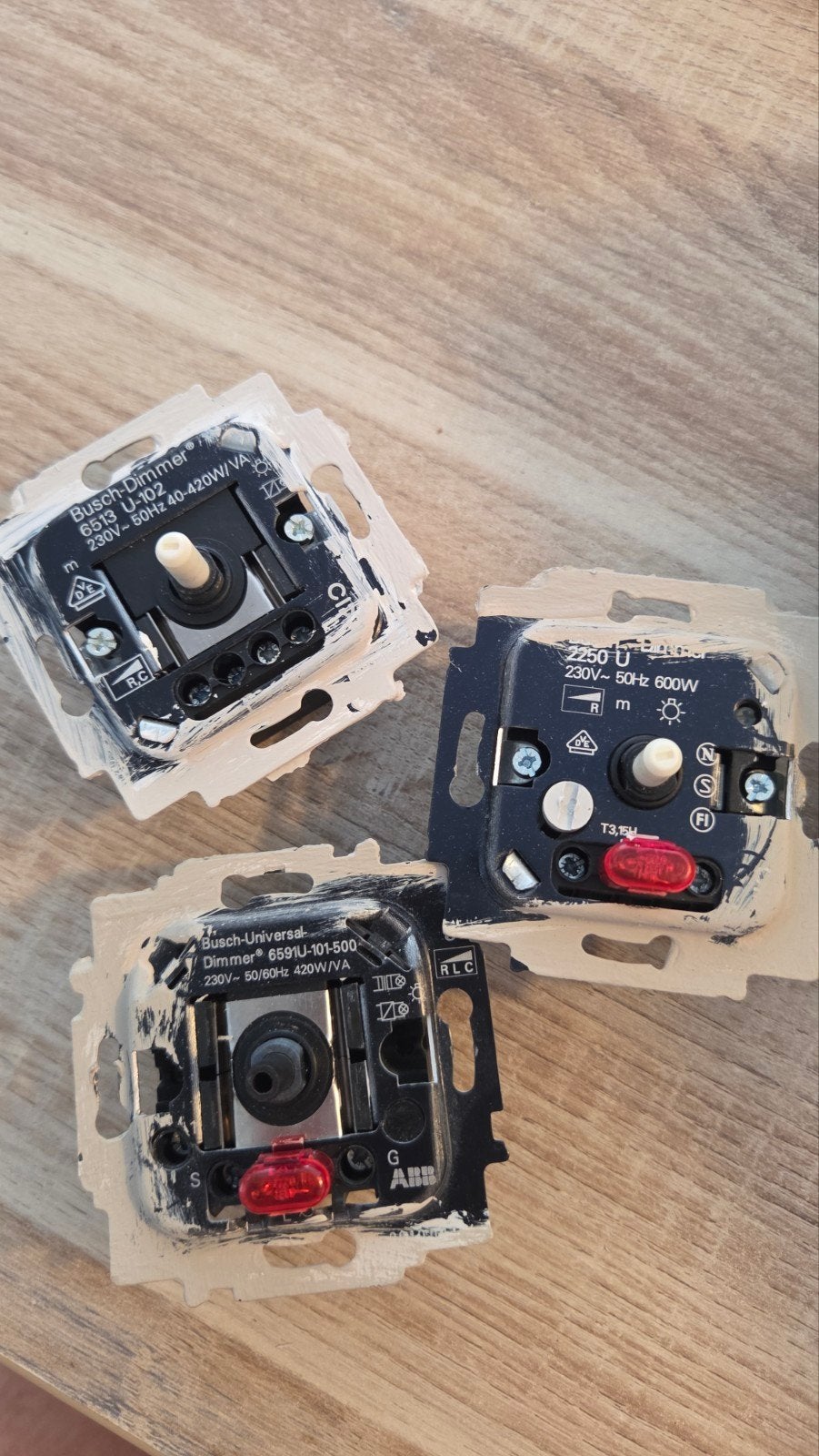 3 Busch-Jaeger Dimmers: 6513 U-102, 2250-U, 6591U-101-500, Verzenden, Gebruikt, Busch-Jaeger, Dimmer