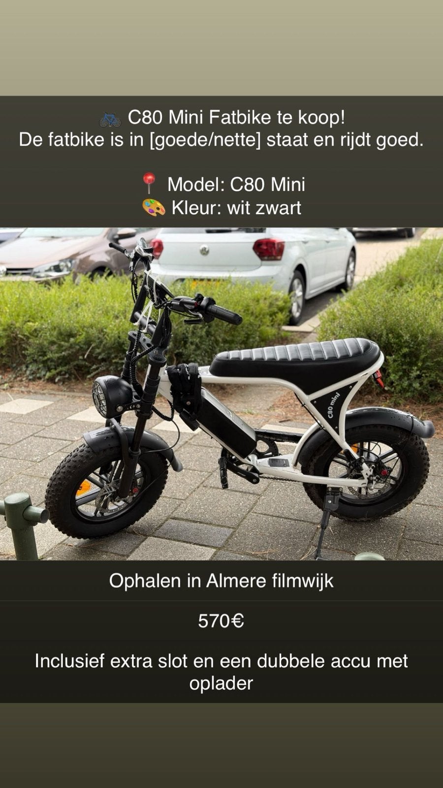 C80 Mini Fatbike wit/zwart - Goede staat, Ophalen, Zo goed als nieuw, Overige merken