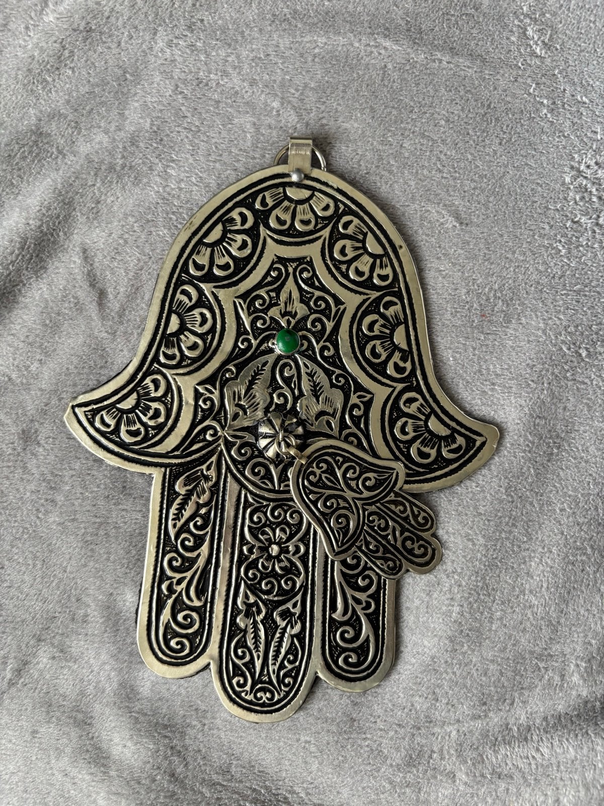 Mooi gedetailleerde Hamsa hand wanddecoratie, Ophalen of Verzenden, Metaal, Zilver, Oosters