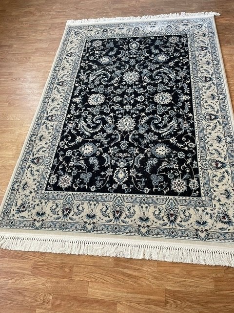 Vloerkleed blauw/creme, Gebruikt, Blauw, 200 cm of meer, Ophalen of Verzenden