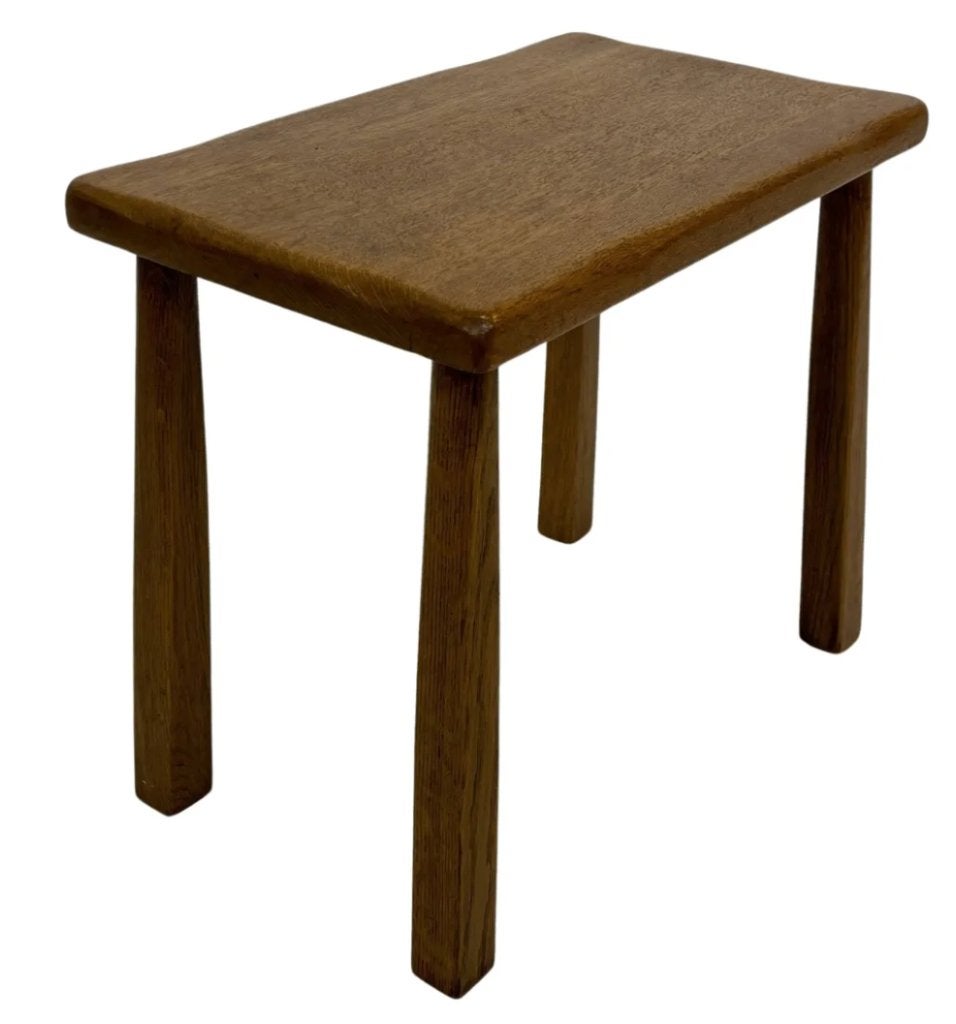 Vintage set van 3 eikenhouten bijzettafels  jaren 70., Minder dan 55 cm, Gebruikt, Vintage, Rechthoekig