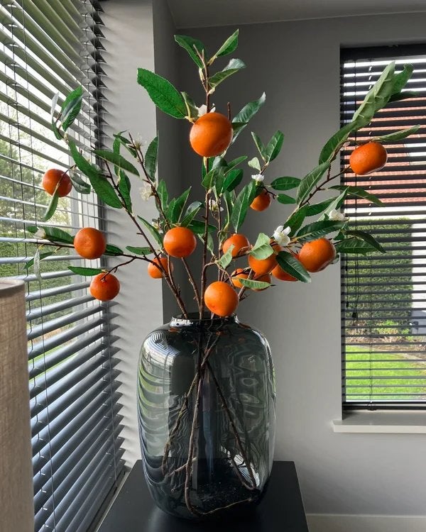 Zijden silk mandarijnentak met bloesem 90cm NIEUW!, Info@flowersbymirjam.nl, 90 cm, Nieuw, Transformatorstraat 6a