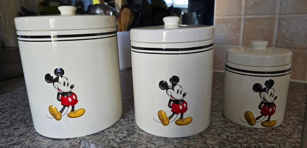 3 Mickey Mouse voorraadpotten van steen, Ophalen, Overige typen, Nieuw, Overige stijlen