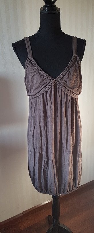 Taupe jurk tuniek van Miss Etam Ibiza stijl. 38 40 rekt mee, Maat 38/40 (M), Bruin, Verzenden, Knielengte