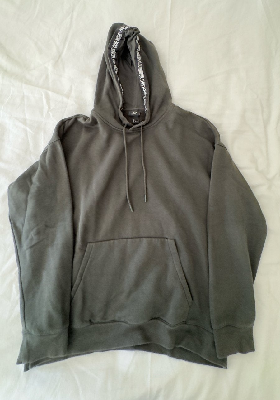 H&M Hoodie Maat L - Grijs/Groen, Maat 52/54 (L), Ophalen of Verzenden, Zo goed als nieuw, H&M