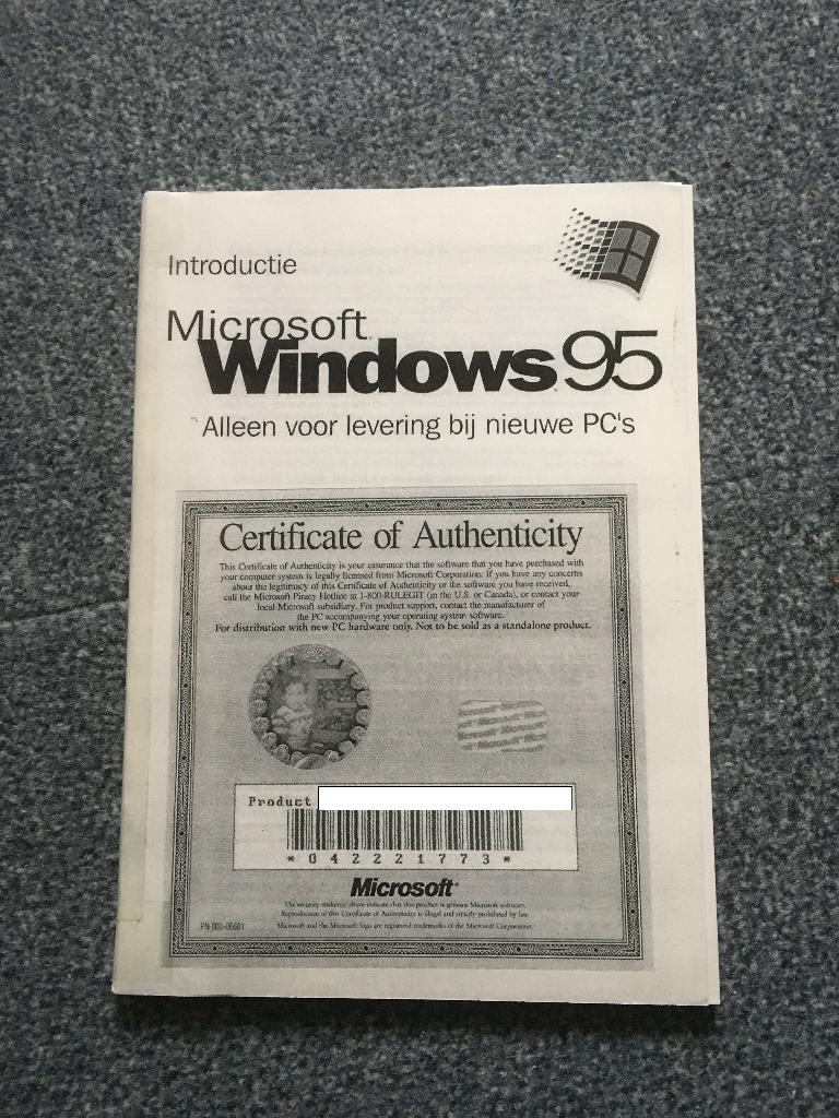 W95 NL Licentieboekje [OS-12] 26-3, Computers en Software, Besturingssoftware, Ophalen of Verzenden, Nieuw, Windows